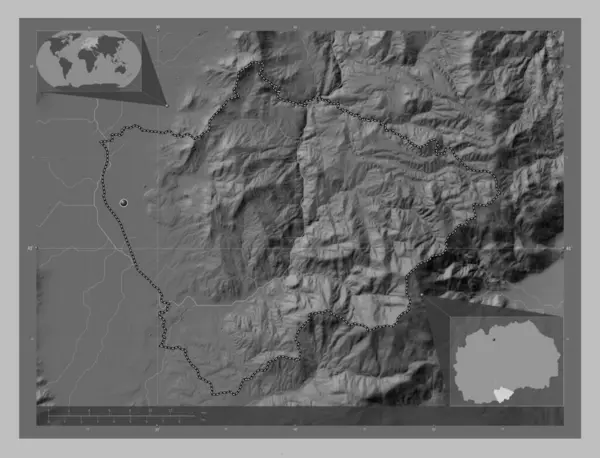 Novatsi Gemeente Macedonië Grayscale Hoogte Kaart Met Meren Rivieren Hulplocatiekaarten — Stockfoto