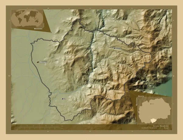 Novatsi Makedoniens Kommun Färgade Höjd Karta Med Sjöar Och Floder — Stockfoto