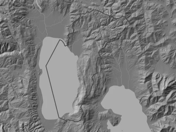 Ohrid Município Macedónia Bilevel Mapa Elevação Com Lagos Rios — Fotografia de Stock