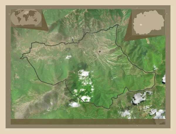 プラスニカ マケドニアの自治体 高解像度衛星地図 コーナー補助位置図 — ストック写真
