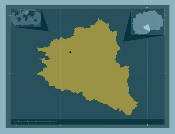 Prilep Município Macedónia Forma Cor Sólida Mapa Localização Auxiliar Canto — Fotografia de Stock