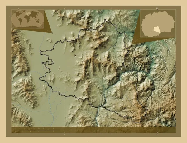 Прилеп Муниципалитет Македонии Цветная Карта Высоты Озерами Реками Вспомогательные Карты — стоковое фото