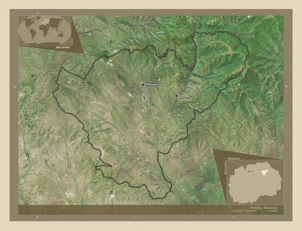 Probistip Comune Della Macedonia Mappa Satellitare Alta Risoluzione Località Nomi — Foto Stock