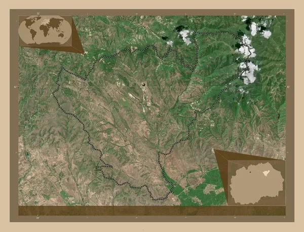 Probistip Municipality Macedonia Low Resolution Satellite Map Corner Auxiliary Location — Stock Photo, Image