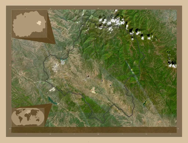 Radovis Comune Macedonia Mappa Satellitare Bassa Risoluzione Località Delle Principali — Foto Stock