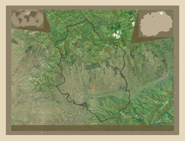 Ράνκοβτσε Δήμος Μακεδονίας Υψηλής Ανάλυσης Δορυφορικός Χάρτης Γωνιακοί Χάρτες Βοηθητικής — Φωτογραφία Αρχείου