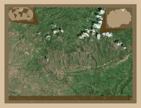 Rankovce Municipality Macedonia 低分辨率卫星地图 该区域主要城市的所在地点 角辅助位置图 — 图库照片