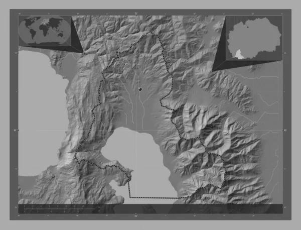 Resen Δήμος Μακεδονίας Bilevel Υψομετρικός Χάρτης Λίμνες Και Ποτάμια Γωνιακοί — Φωτογραφία Αρχείου