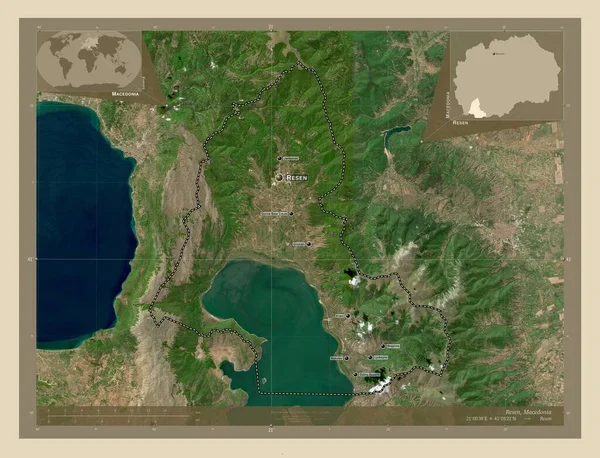 Resen Gemeinde Mazedonien Hochauflösende Satellitenkarte Orte Und Namen Der Wichtigsten — Stockfoto