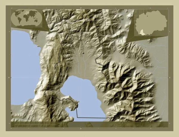 Resen Município Macedónia Mapa Elevação Colorido Estilo Wiki Com Lagos — Fotografia de Stock