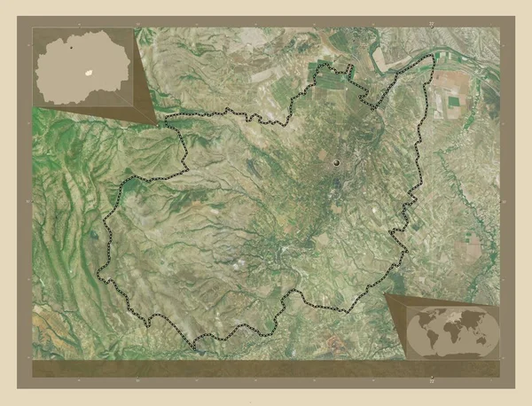 Rosoman Municipality Macedonia High Resolution Satellite Map Corner Auxiliary Location — Stock Photo, Image