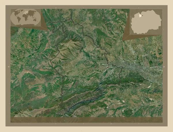 Saraj Δήμος Μακεδονίας Υψηλής Ανάλυσης Δορυφορικός Χάρτης Γωνιακοί Χάρτες Βοηθητικής — Φωτογραφία Αρχείου