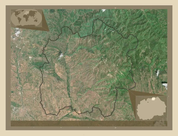 スタロ ナゴリカン マケドニアの自治体 高解像度衛星地図 コーナー補助位置図 — ストック写真