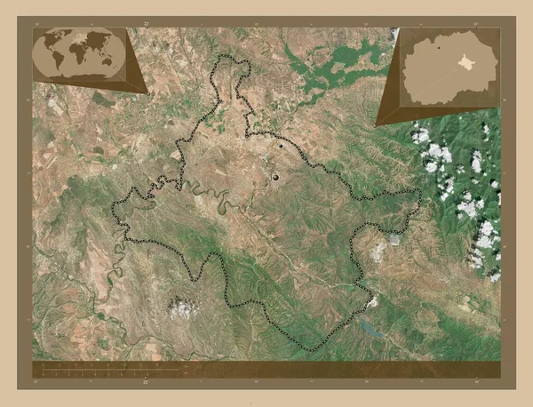 Stip Município Macedónia Mapa Satélite Baixa Resolução Locais Das Principais — Fotografia de Stock