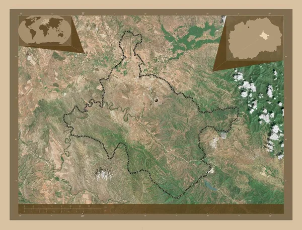 Stip Gemeente Macedonië Lage Resolutie Satellietkaart Hulplocatiekaarten Hoek — Stockfoto