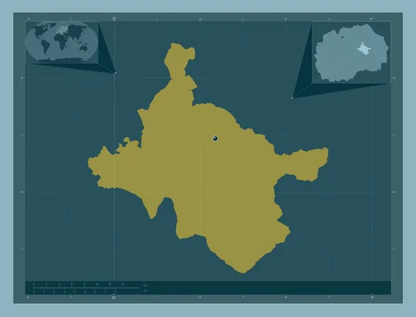 Stip Município Macedónia Forma Cor Sólida Mapa Localização Auxiliar Canto — Fotografia de Stock
