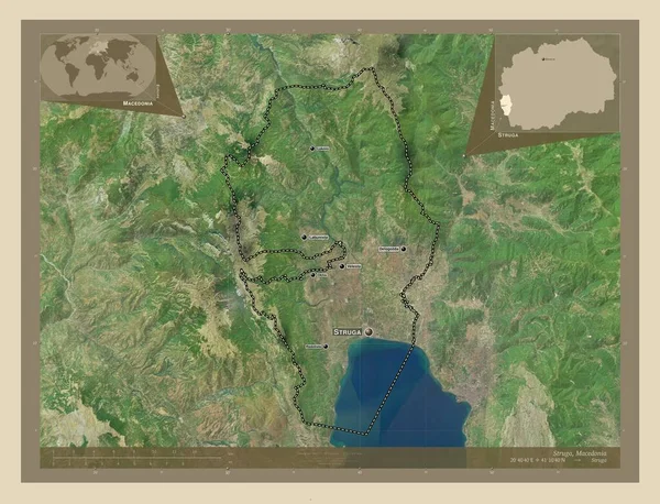 Struga Município Macedónia Mapa Satélite Alta Resolução Locais Nomes Das — Fotografia de Stock