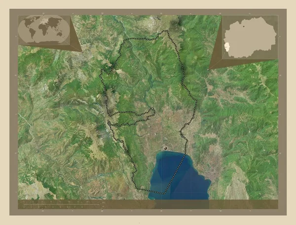 Struga Municipality Macedonia High Resolution Satellite Map Corner Auxiliary Location — Stock Photo, Image