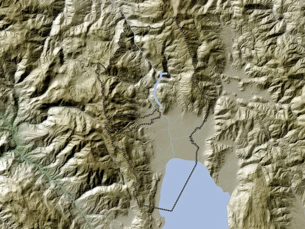 Struga Municipality Macedonia Elevation Map Colored Wiki Style Lakes Rivers — Stock Photo, Image