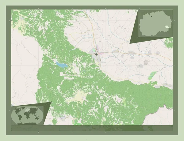 Strumitsa Муніципалітет Македонії Відкрита Карта Вулиць Кутові Допоміжні Карти Місцезнаходження — стокове фото