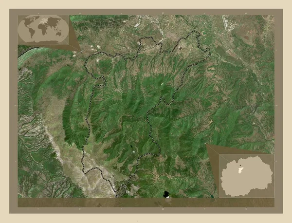 马其顿市Studenicani 高分辨率卫星地图 角辅助位置图 — 图库照片