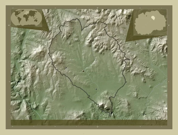 Свети Николь Муниципалитет Македонии Карта Высоты Окрашенная Вики Стиле Озерами — стоковое фото