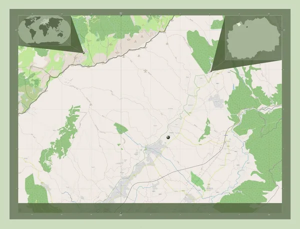 Tearce Муниципалитет Македонии Карта Улиц Вспомогательные Карты Расположения Углов — стоковое фото