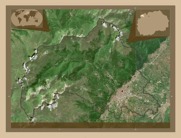 Tetovo Comune Macedonia Mappa Satellitare Bassa Risoluzione Località Delle Principali — Foto Stock