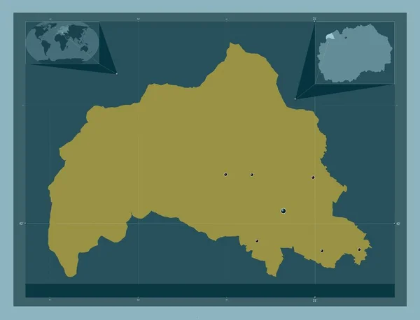 マケドニアの自治体テトヴォ しっかりした色の形 地域の主要都市の場所 コーナー補助位置図 — ストック写真
