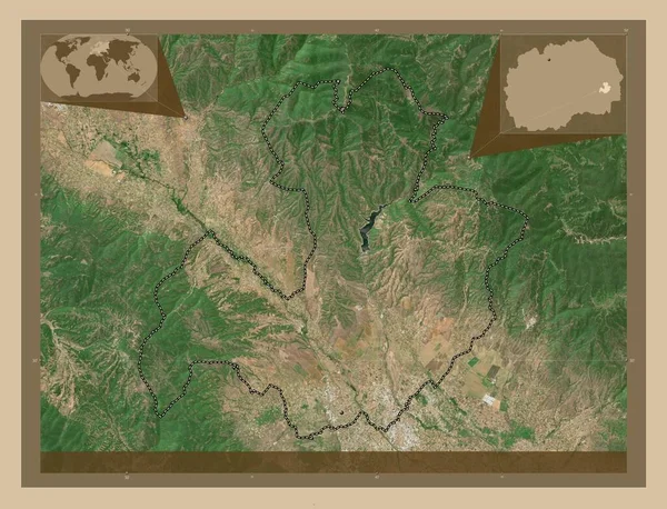 Vasilevo Municipality Macedonia 低分辨率卫星地图 角辅助位置图 — 图库照片