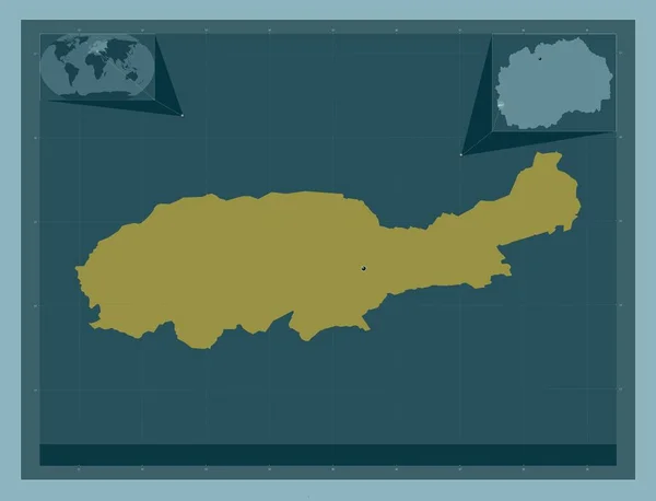 エヴカニ マケドニアの自治体 しっかりした色の形 コーナー補助位置図 — ストック写真