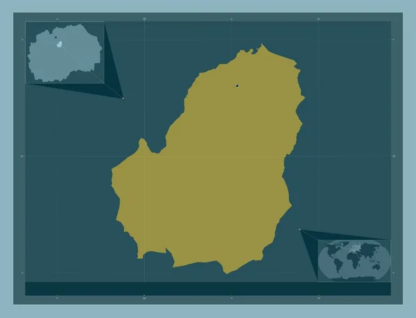 马其顿市Zelenikovo 固体的颜色形状 该区域主要城市的所在地点 角辅助位置图 — 图库照片