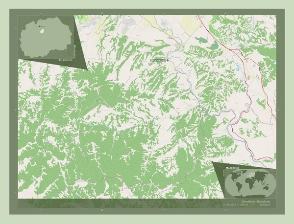 Zelenikovo Município Macedónia Abrir Mapa Rua Locais Nomes Das Principais — Fotografia de Stock