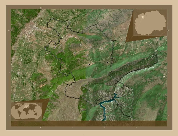 Zelino Gemeinde Mazedonien Satellitenkarte Mit Niedriger Auflösung Standorte Der Wichtigsten — Stockfoto