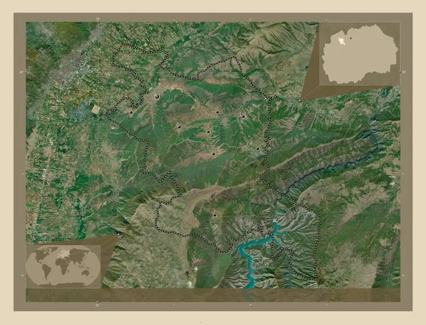 Zelino Gmina Macedonii Mapa Satelity Wysokiej Rozdzielczości Lokalizacje Dużych Miast — Zdjęcie stockowe