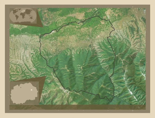 Zrnovci Municipality Macedonia 高分辨率卫星地图 角辅助位置图 — 图库照片