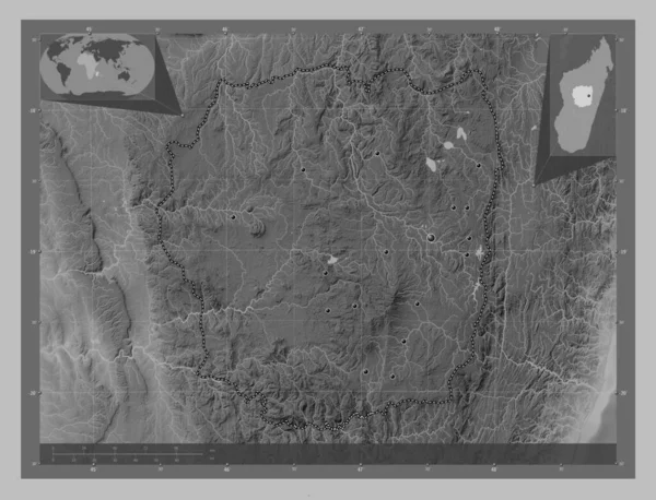 Антананаріву Автономна Провінція Мадагаскару Граймасштабна Мапа Висот Озерами Річками Розташування — стокове фото