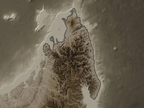 Анциранана Автономная Провинция Мадагаскар Карта Высот Окрашенная Сепиевые Тона Озерами — стоковое фото
