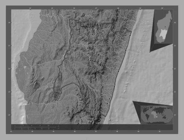 Фіанаранцуа Автономна Провінція Мадагаскару Білевелівська Карта Висот Озерами Річками Розташування — стокове фото