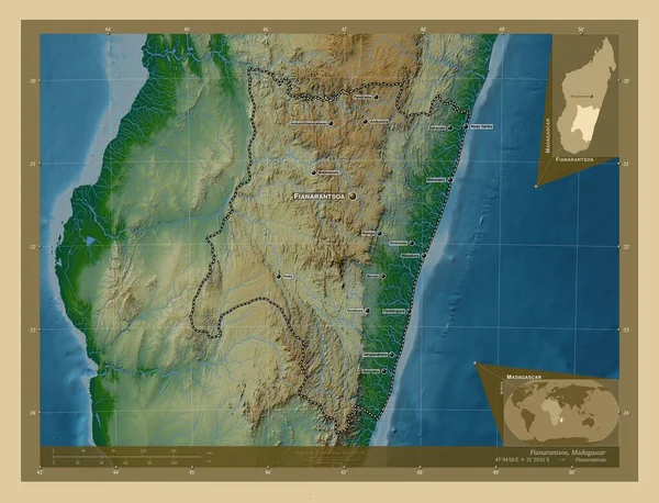 Snoubenka Autonomní Provincie Madagaskar Barevná Mapa Jezery Řekami Umístění Názvy — Stock fotografie
