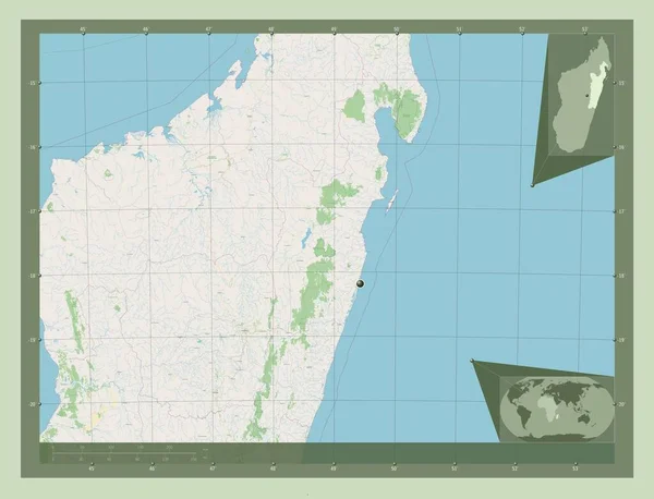 Toamasina Αυτόνομη Επαρχία Της Μαδαγασκάρης Χάρτης Του Δρόμου Γωνιακοί Χάρτες — Φωτογραφία Αρχείου