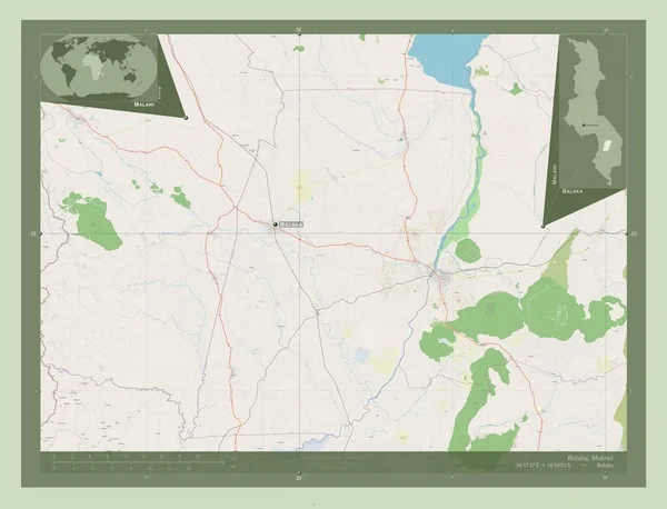 Балака Район Малаві Відкрита Карта Вулиць Місця Розташування Назви Великих — стокове фото