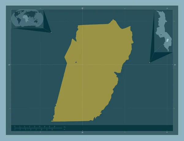 Balaka Distrito Malawi Forma Cor Sólida Mapa Localização Auxiliar Canto — Fotografia de Stock