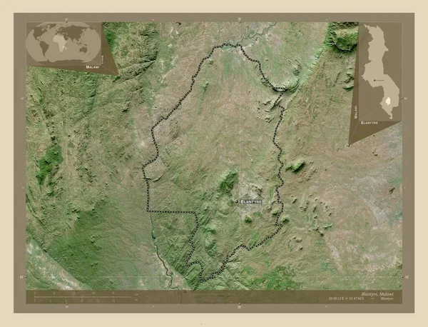 Blantyre Distrito Malawi Mapa Satelital Alta Resolución Ubicaciones Nombres Las — Foto de Stock