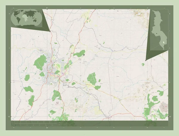 马拉维地区的Chiradzulu 开放街道地图 角辅助位置图 — 图库照片