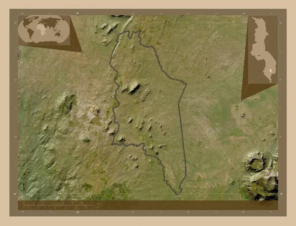 马拉维地区的Chiradzulu 低分辨率卫星地图 角辅助位置图 — 图库照片