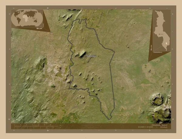 Chiradzulu District Malawi Low Resolution Satellite Map Locations Names Major — Stock Photo, Image