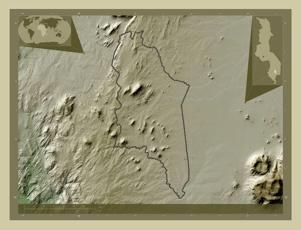 Чирадзулу Район Малави Карта Высоты Окрашенная Вики Стиле Озерами Реками — стоковое фото