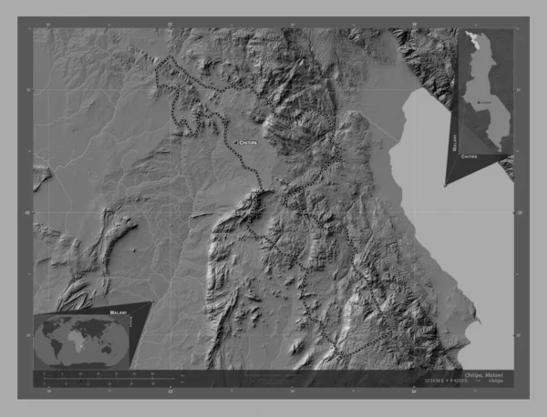 Чітіпа Район Малаві Білевелівська Карта Висот Озерами Річками Місця Розташування — стокове фото