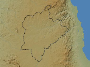 Kasungu, Malawi bölgesi. Gölleri ve nehirleri olan renkli yükseklik haritası